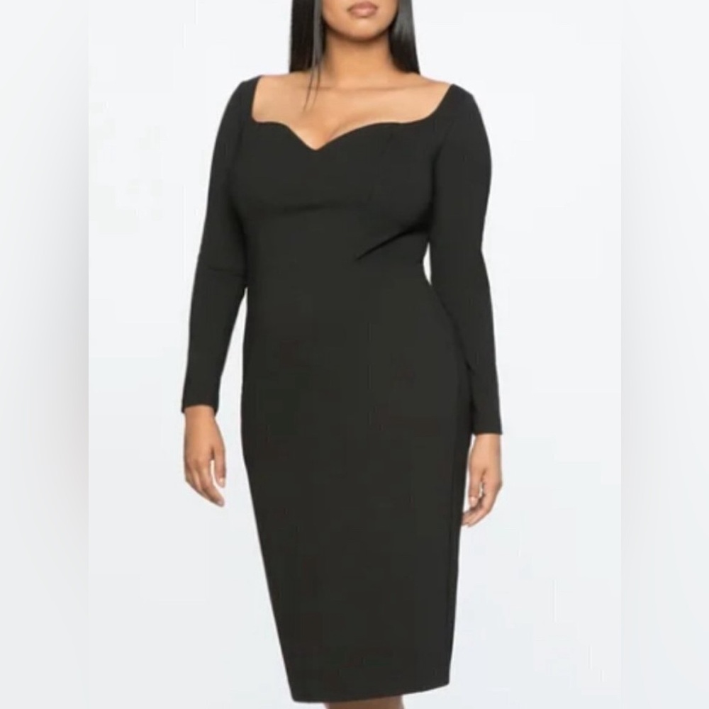 Sweetheart black midi dress eloqui